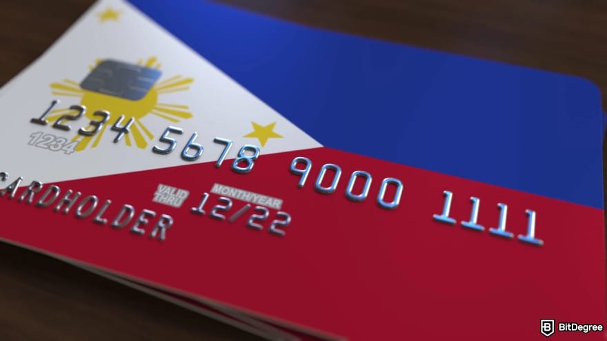 Best bank in the Philippines: a bank card with the flag of the Philippines.
