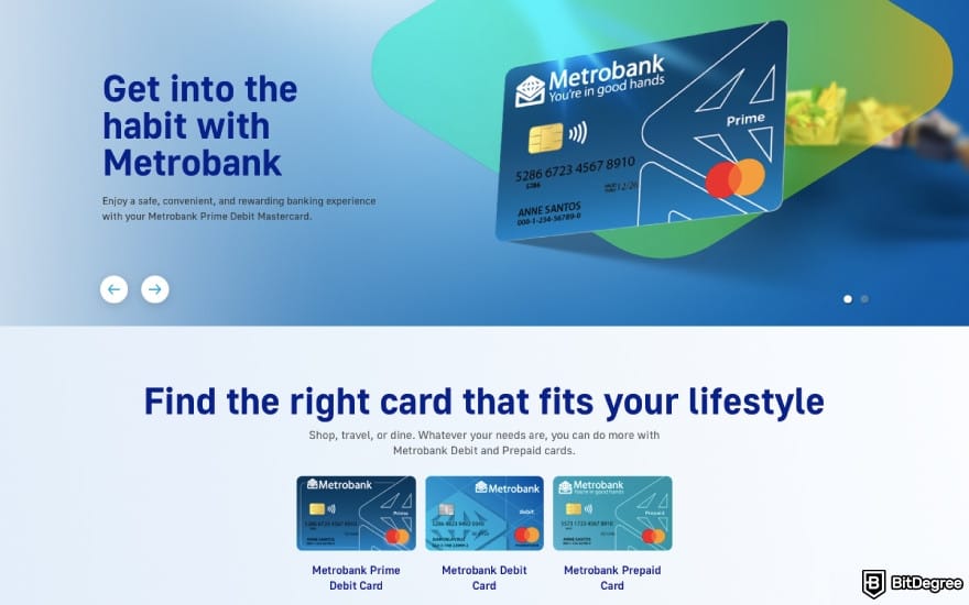 Best bank in the Philippines: a screenshot of Metrobank's card description.