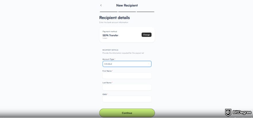 Best bank in the Philippines: enter the recipient's full name and bank account details on Ogvio.