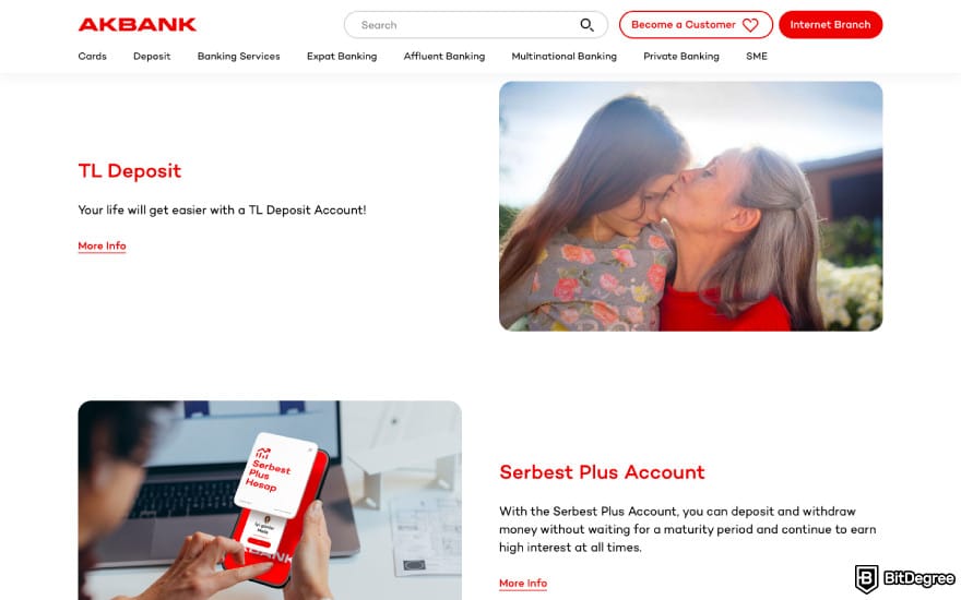 Best bank in Turkey: a screenshot of Akbank accounts.