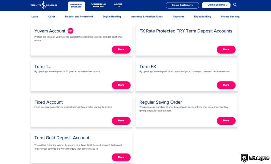Best bank in Turkey: a screenshot of İşbank's accounts.