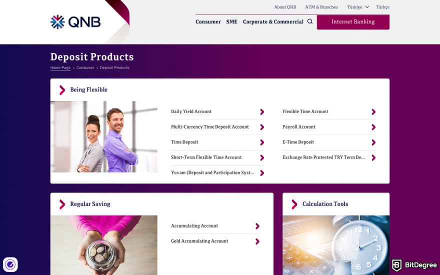 Best bank in Turkey: a screenshot of QNB's accounts.