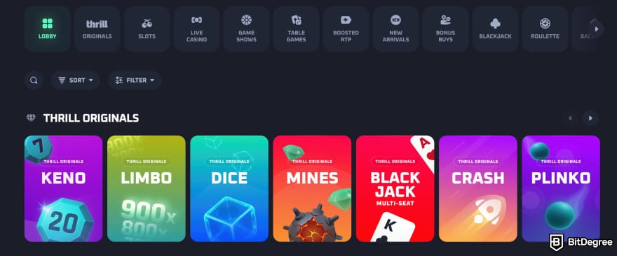 Best Bitcoin casino: Thrill.