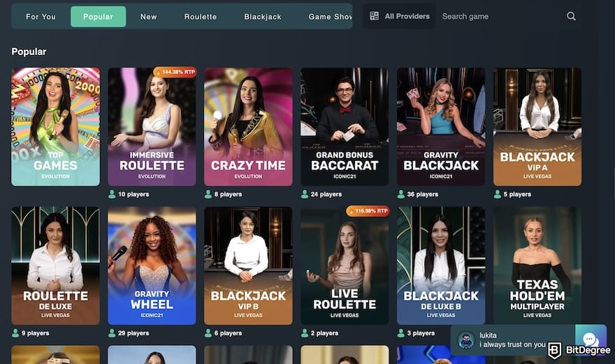 Best Bitcoin casino: Vave's live casino page. Best Bitcoin casino: Vave's live casino page.