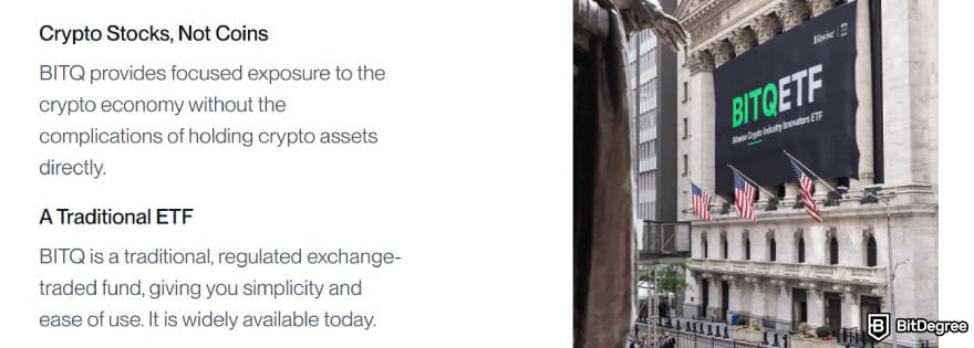 Best Bitcoin ETF UK: BITQ details.