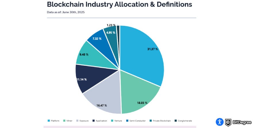 Best Bitcoin ETF UK: BLOK's blockchain industry allocation.