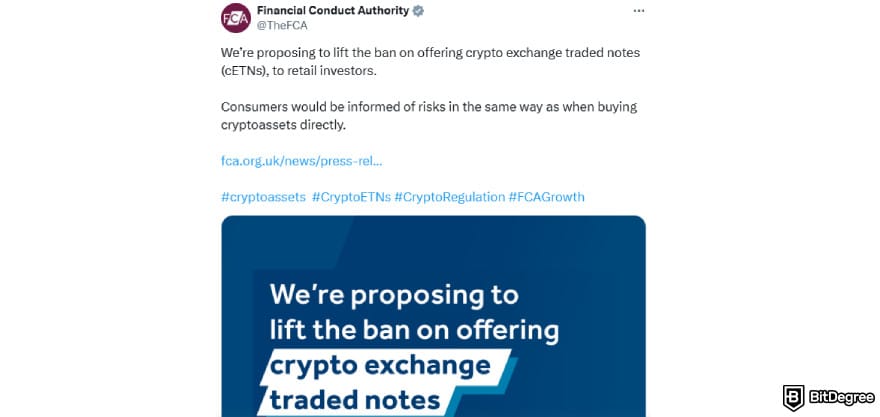Best Bitcoin ETF UK: FCA announcement proposing to lift retail ban on cETNs.