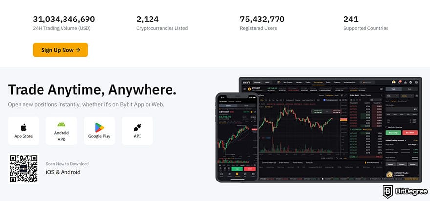 Best Bitcoin exchange: Bybit stats and app availability.