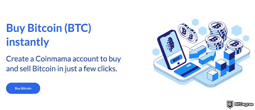 Best Bitcoin exchange: the page for buying BTC on Coinmama.