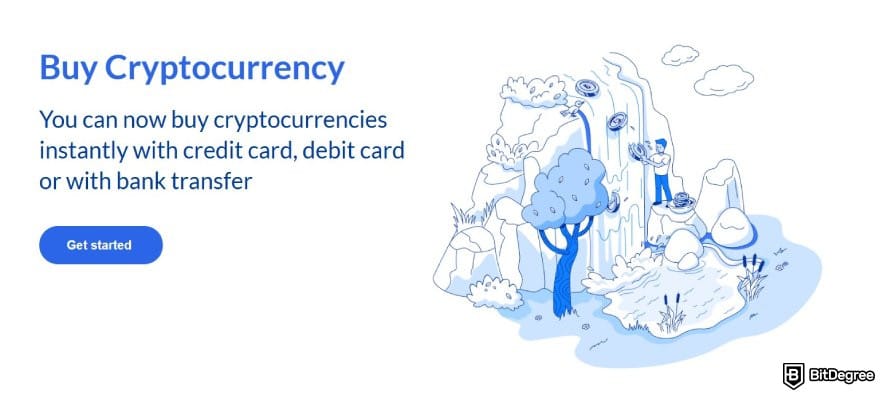 Лучшая Биткоин биржа: страница покупки криптовалюты на Coinmama.