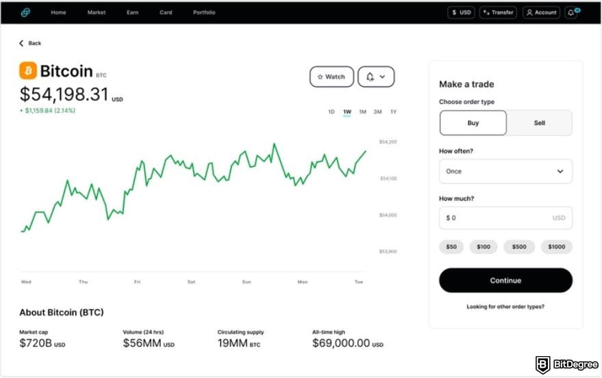 Лучшая Биткоин биржа: торговый интерфейс Gemini.