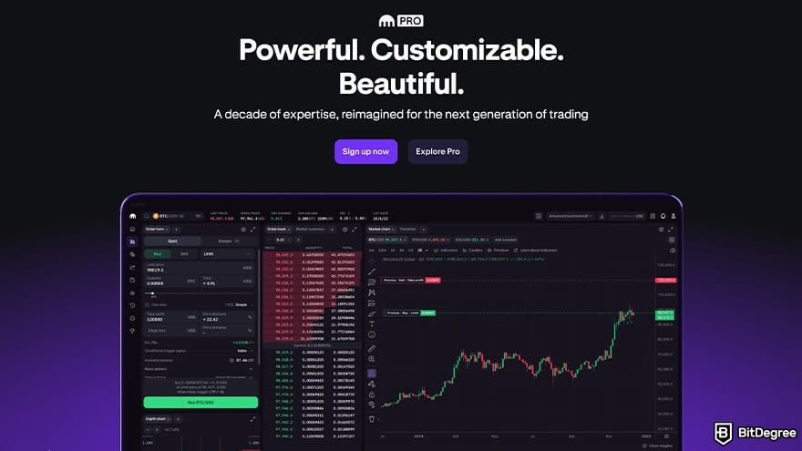 Best Bitcoin exchange: Kraken Pro landing page.