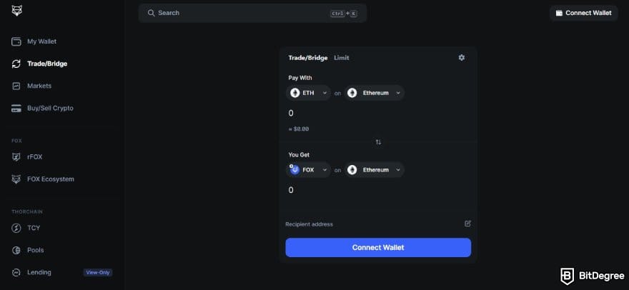 Лучшая Биткоин биржа: интерфейс приложения Shapeshift.