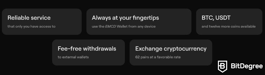 Best Bitcoin wallet Australia: EMCD wallet features.