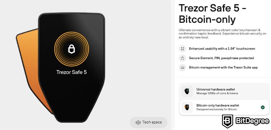 Best Bitcoin wallet Australia: Trezor Safe 5 Bitcoin-only version.