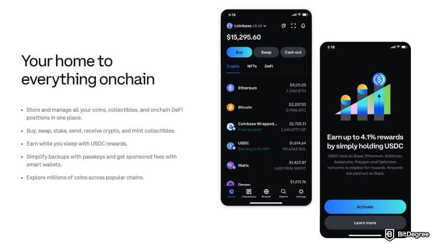 Ví Bitcoin tốt nhất: Trang đích Coinbase Wallet.