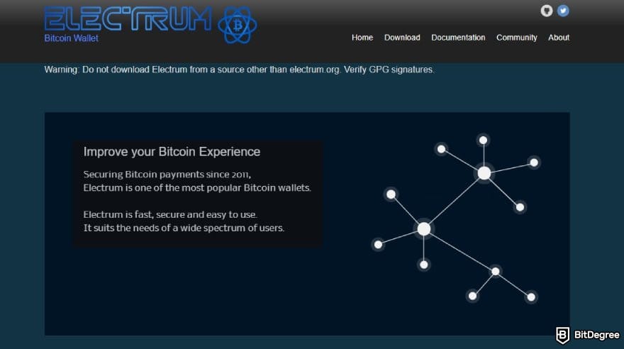 Ví Bitcoin tốt nhất: Trang chủ Electrum.