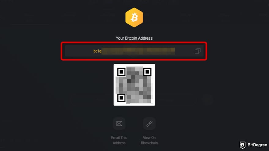 Best Bitcoin wallet: the Bitcoin address page on Exodus wallet.