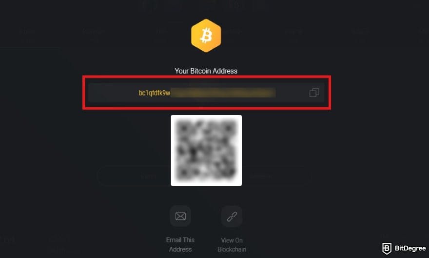Ví Bitcoin tốt nhất: Trang địa chỉ Bitcoin trên ví Exodus.