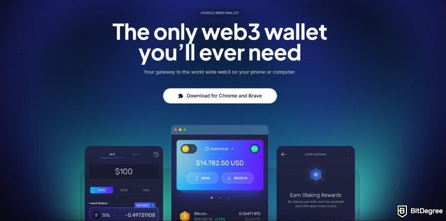 Ví Bitcoin tốt nhất: ví Exodus Web3.
