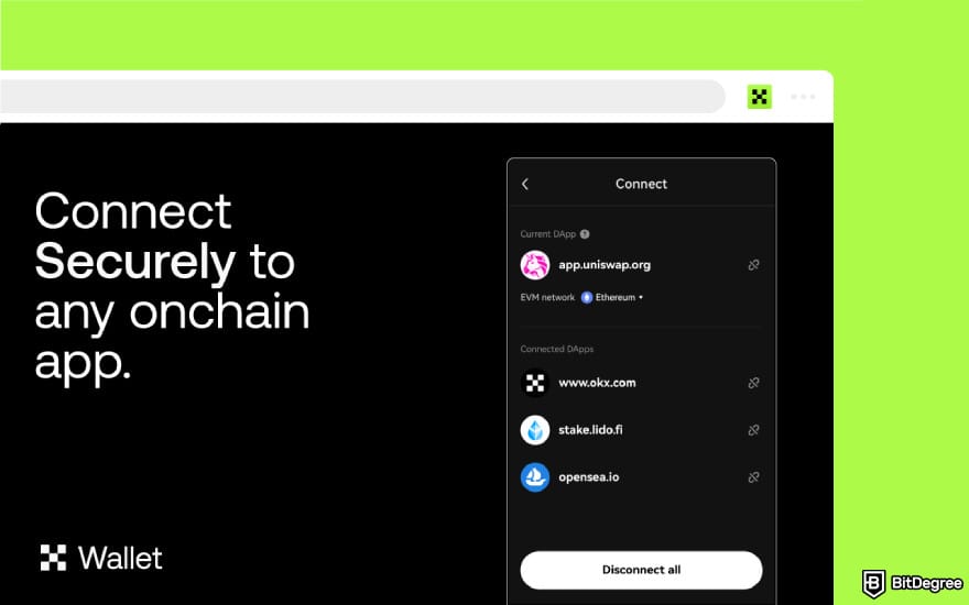 Best Bitcoin wallet for iPhone: OKX Web3 wallet's app connect.