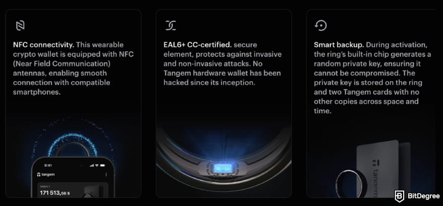 Best Bitcoin wallet for iPhone: Tangem ring and card.