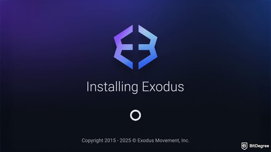 Best Bitcoin wallet: Exodus installation screen on Windows.