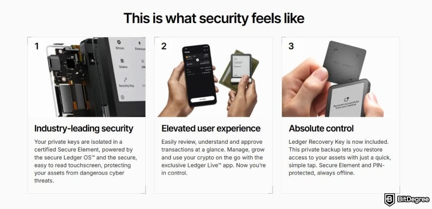 Ví Bitcoin tốt nhất: các tính năng cốt lõi của Ledger Flex.