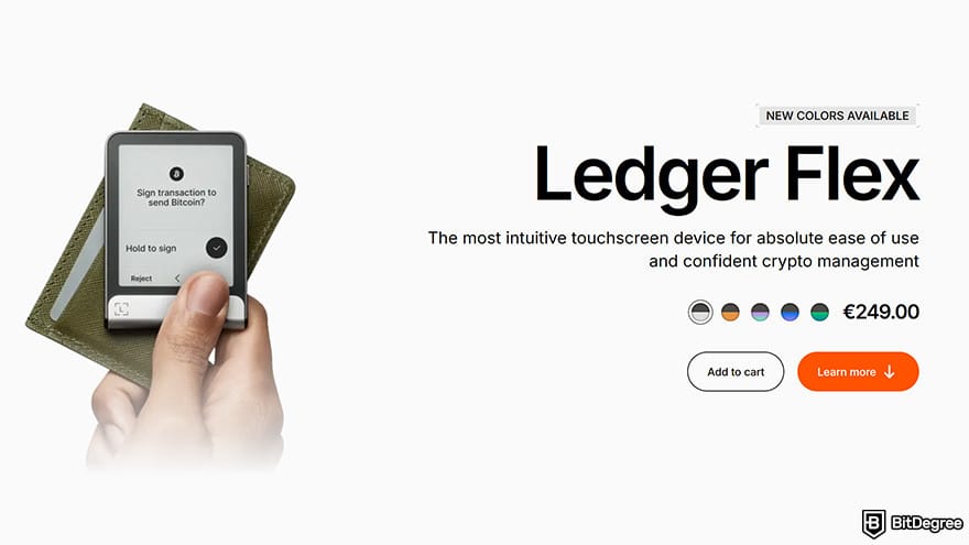 Best Bitcoin wallet: Ledger Flex product page.