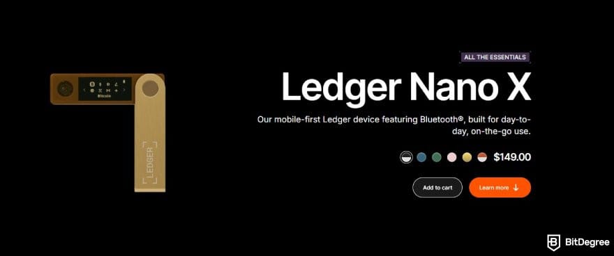 Ví Bitcoin tốt nhất: Trang Ledger Nano X.