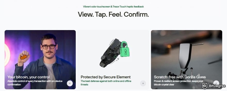 Ví Bitcoin tốt nhất: một số tính năng cốt lõi của Trezor Safe 5.