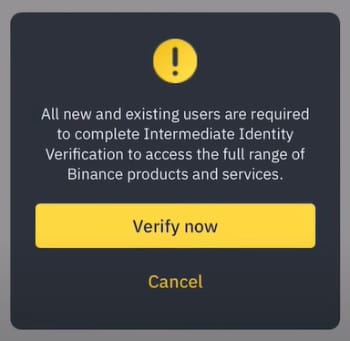 Best Chainlink wallet: the KYC pop-up window.