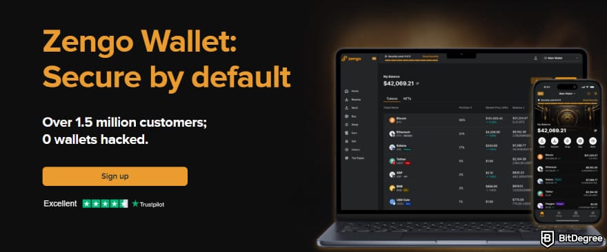 Best Chainlink wallet: Zengo Wallet website.