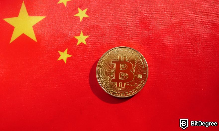 Best Chinese crypto exchange: Bitcoin on China's flag.