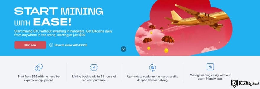Best cloud mining platforms: the cloud mining page on ECOS website.