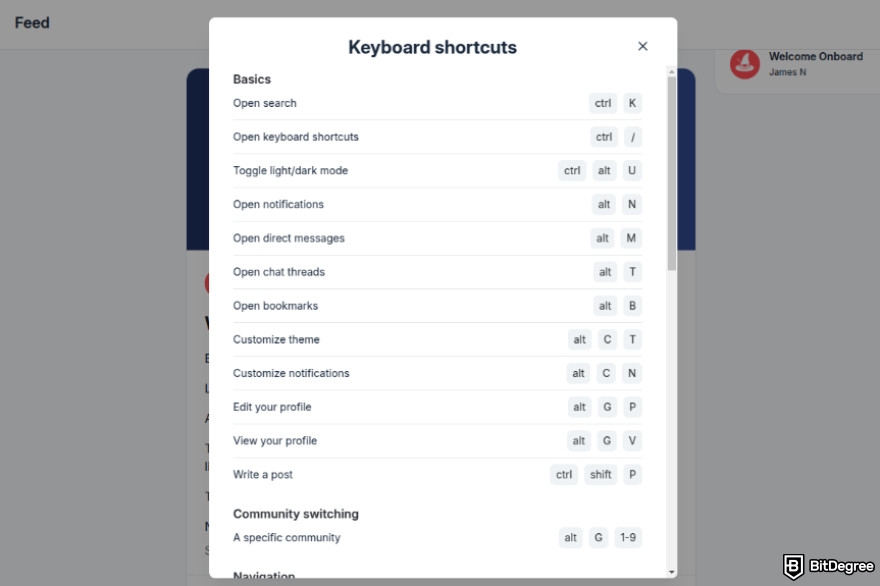 Best community management platform: Keyboard shortcuts.