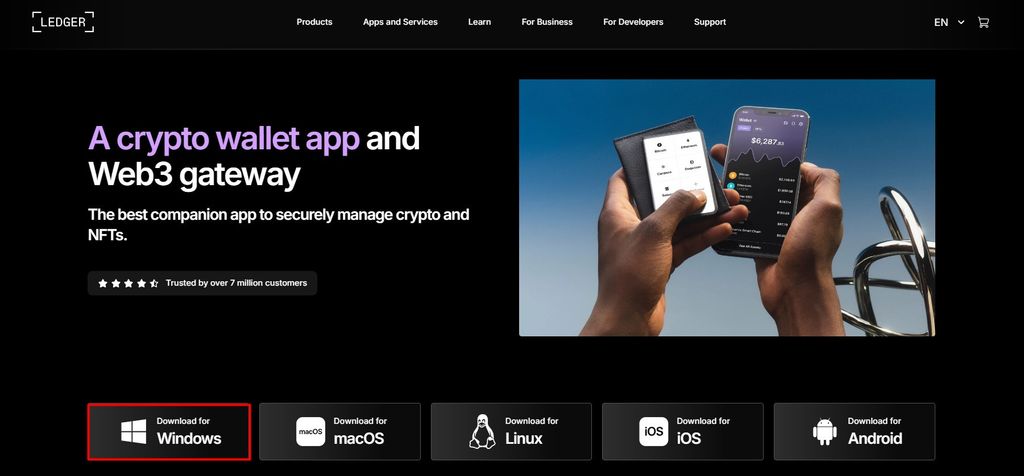 Best Cosmos wallet: downloading Ledger Live for Windows.