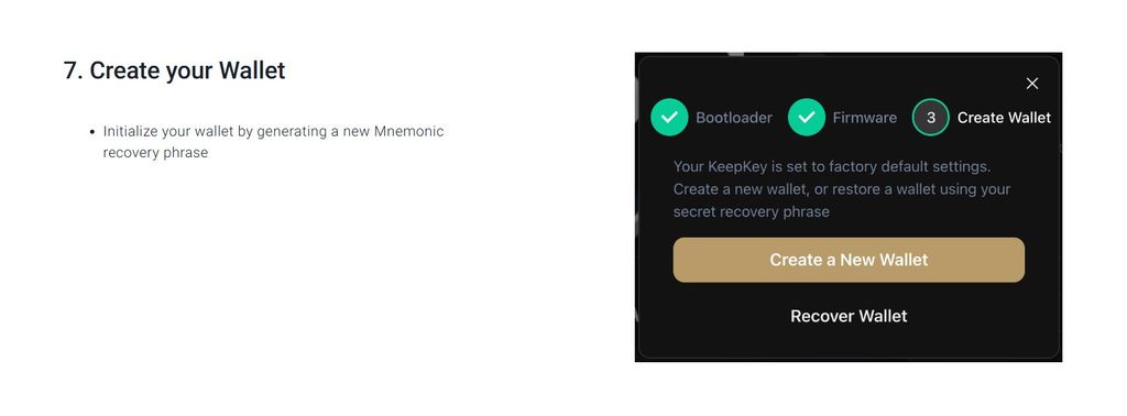 Best Cosmos wallet: creating a new wallet on KeepKey.