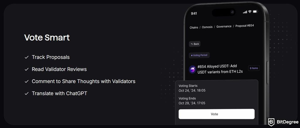 Best Cosmos wallet: the voting functionality on Keplr.