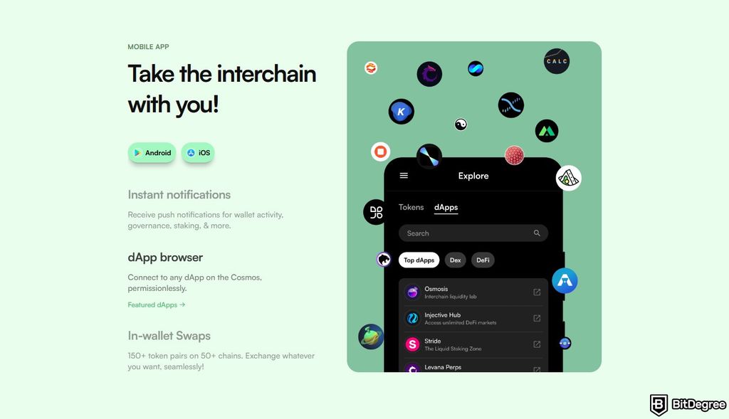 Best Cosmos wallet: dApp browser on Leap Wallet.
