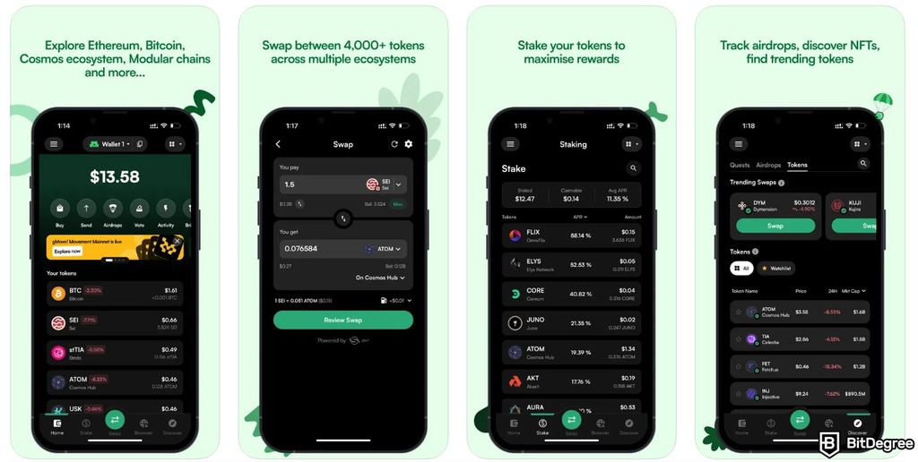 Best Cosmos wallet: the Leap Wallet iPhone screenshots.
