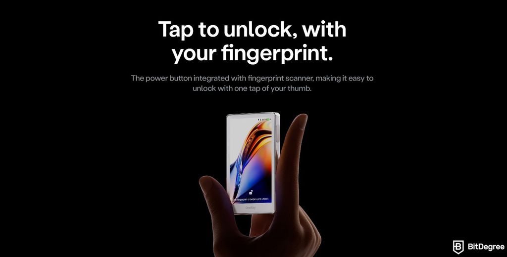Best Cosmos wallet: fingerprint recognition on the OneKey Pro device.