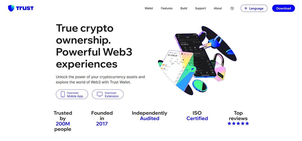 Best Cosmos wallet: the Trust Wallet homepage.