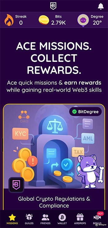 Best crypto app: BitDegree app homescreen.