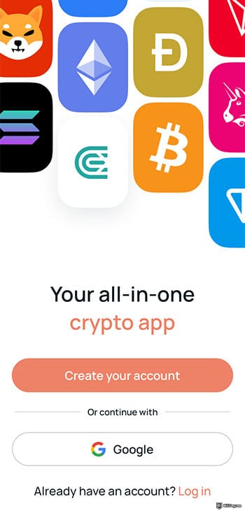 Best crypto app: Cex.io app welcome screen.