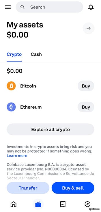 Best crypto app: Coinbase app.