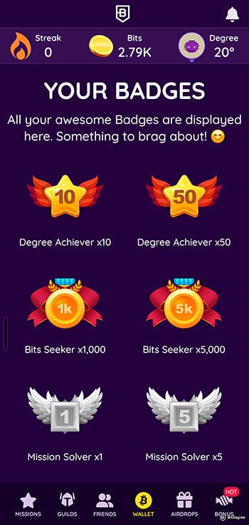 Best crypto app for beginners: the BitDegree Missions app Leaderboard section.