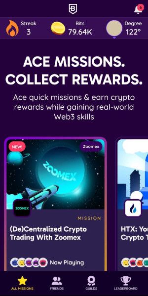 Best crypto app for beginners: the BitDegree Missions app.