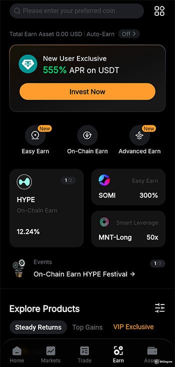 Best app for crypto trading: Bybit earn.