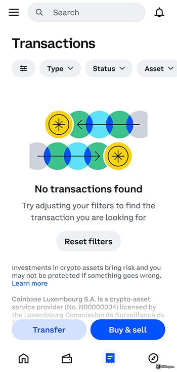 Best app for crypto trading: Coinbase transactions.